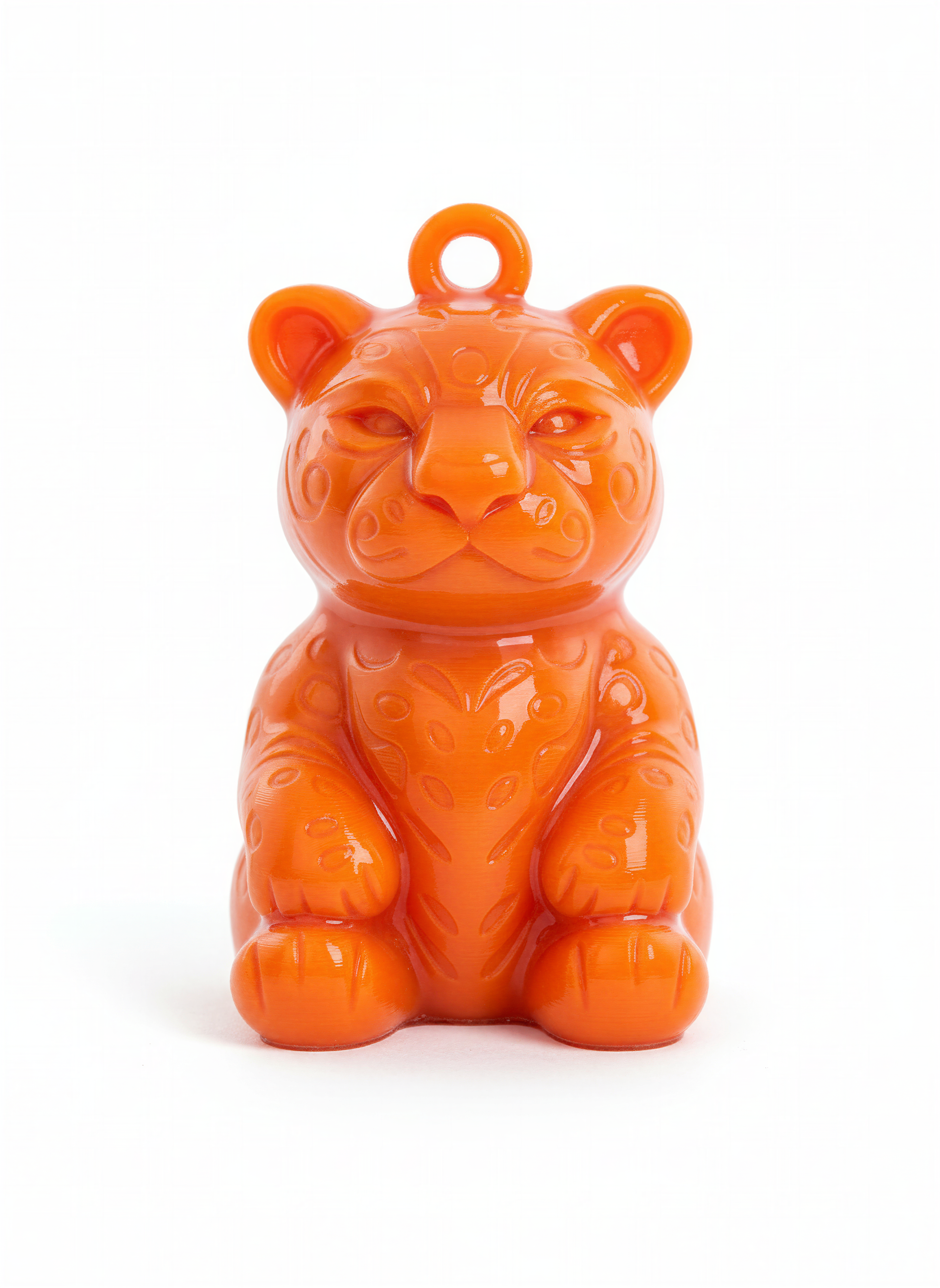 Charm colgante de oso pequeño impreso en 3D color naranja, accesorio de moda artesanal.