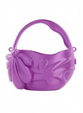 Bolso escultural fucsia impreso en 3D, diseño de hoja, accesorio de moda moderno