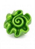 Anillo verde impreso en 3D con diseño floral abstracto, accesorio de moda moderno