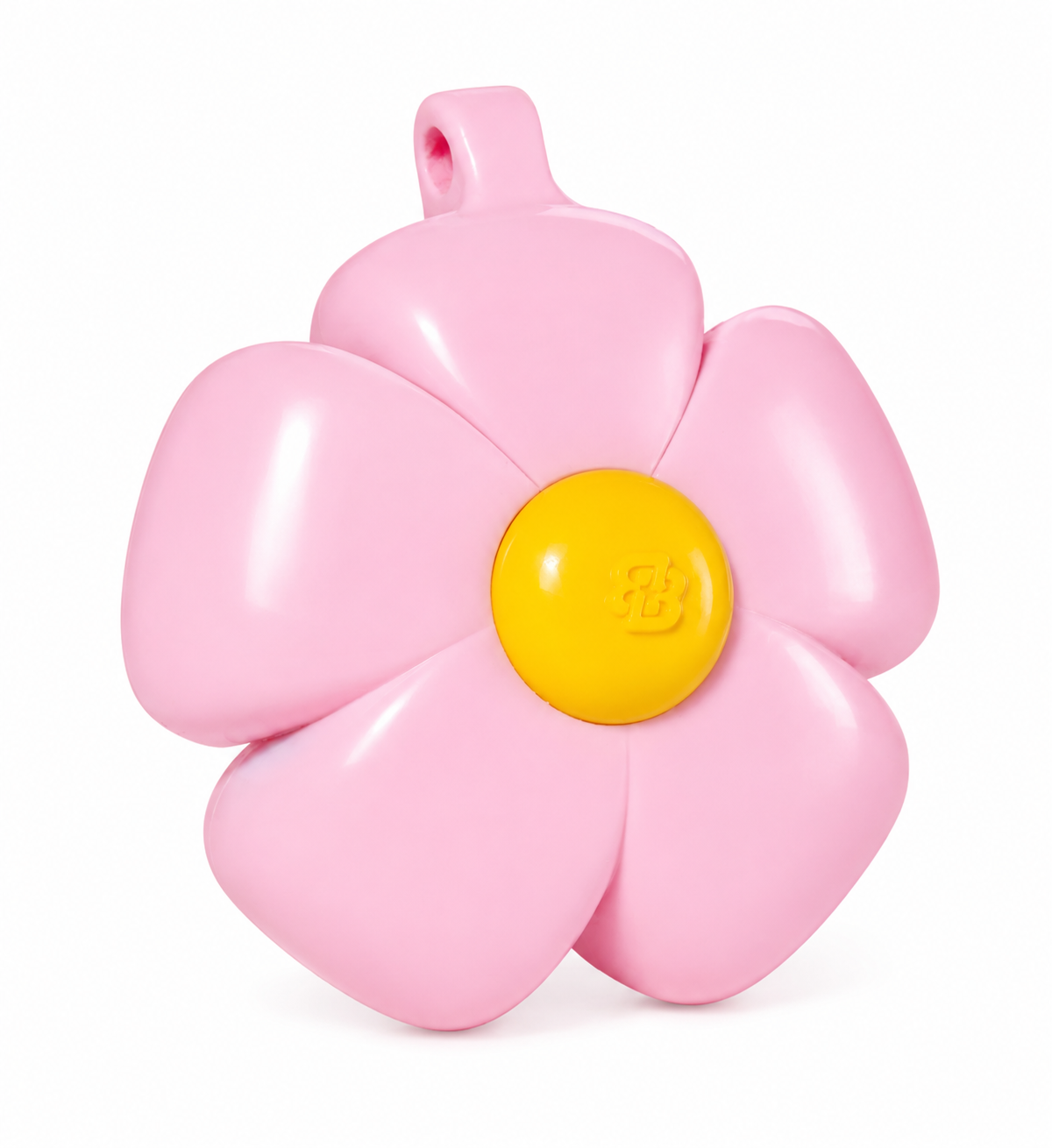 FlowerPop™ Lip Case color rosa, porta bálsamo labial en forma de flor con acabado brillante.